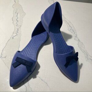 NATIVE Sz 11 Slide Pointy Toe Flats  Shoes with Bow Lavender Blue Colourw…